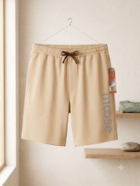 Moose Men's Beige Swim Hybrids with Elastic Waist